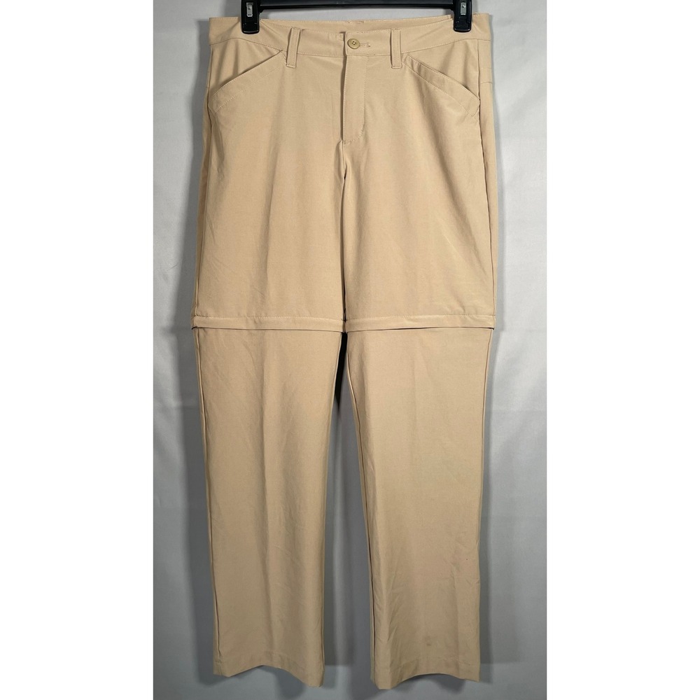 Eddie Bauer Women 12 Tan Convertible Hiking Pants Zip Off Shorts Straight Leg